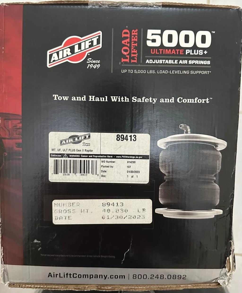 Air Lift 89413 LoadLifter 5000 Ultimate Plus Air Suspension Kit – Ford F-150 / Raptor (2017–2020)